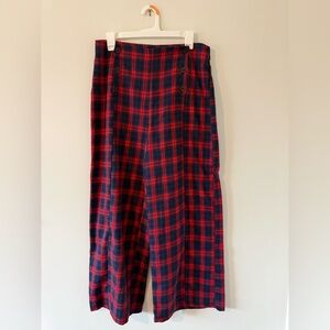 Cider Red and Navy Plaid Wide-Leg Pants